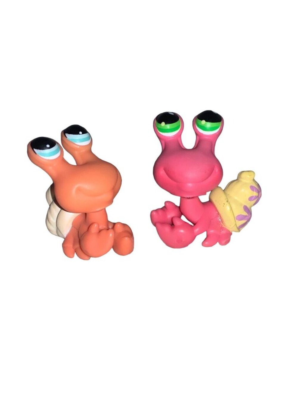 Littlest Pet Shop LPS Hermit Crab Figures Pink and Orange Lot Of 2